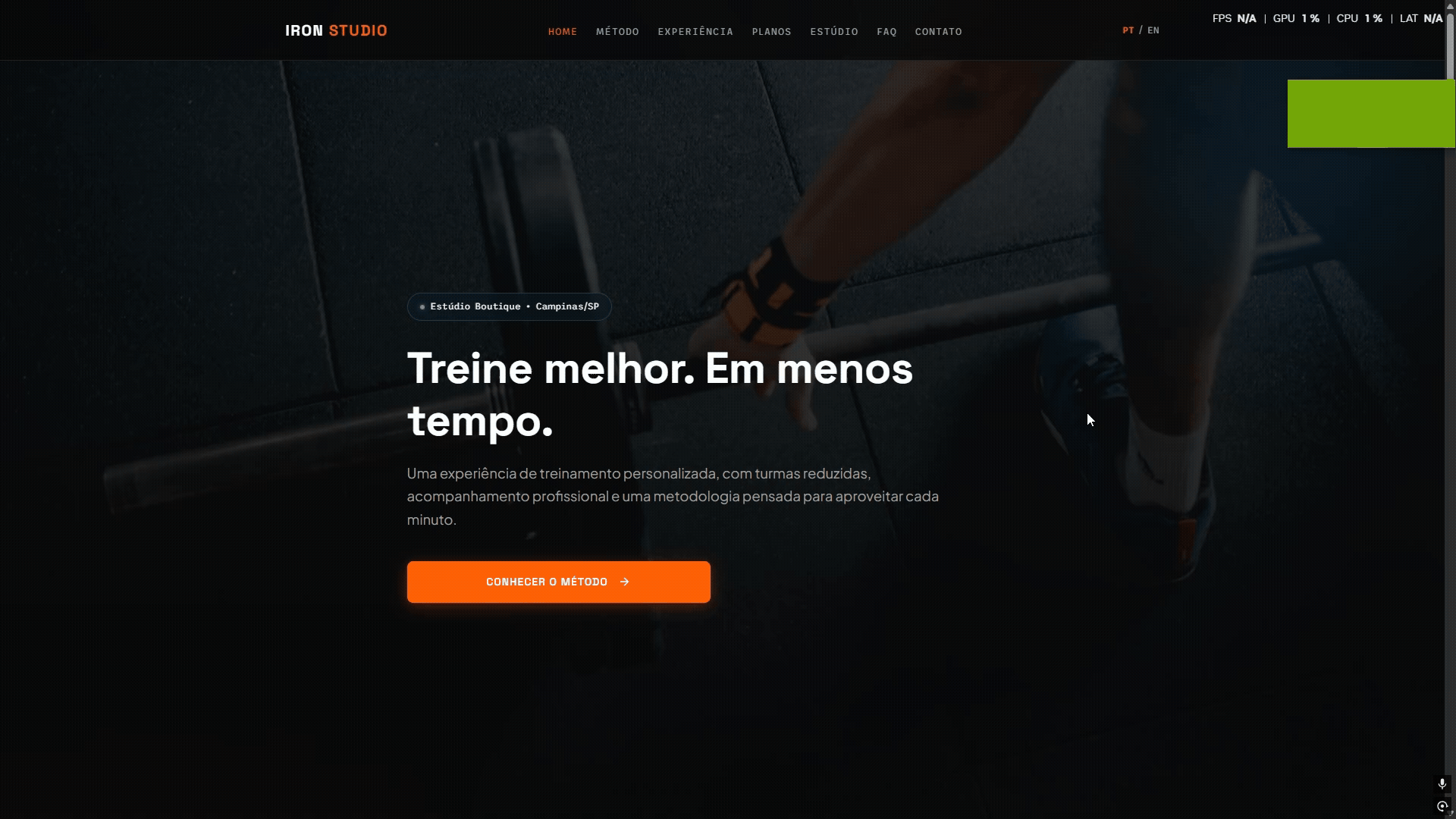 Demonstração do site Iron Studio