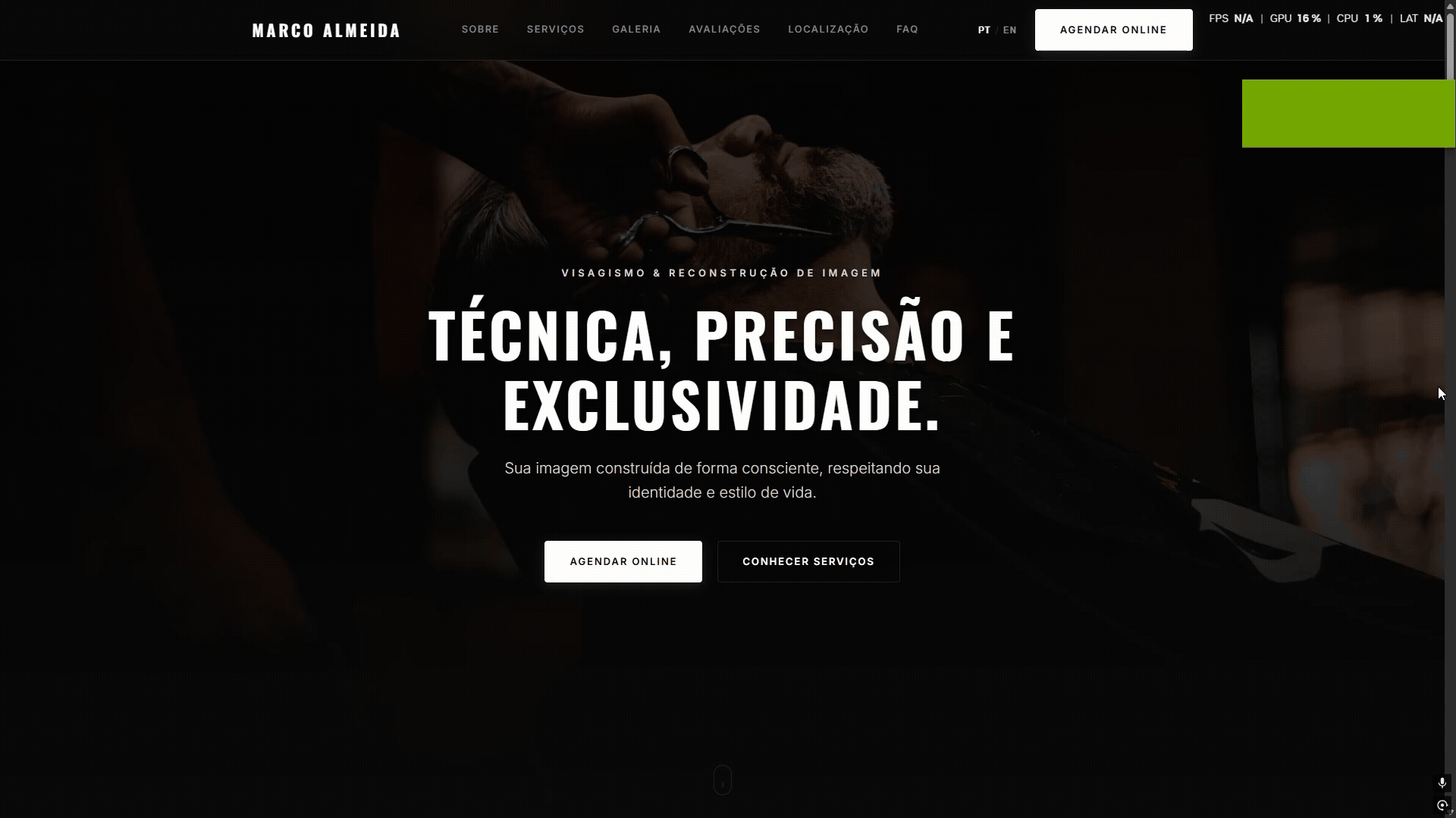 Demonstração do site Marco Almeida