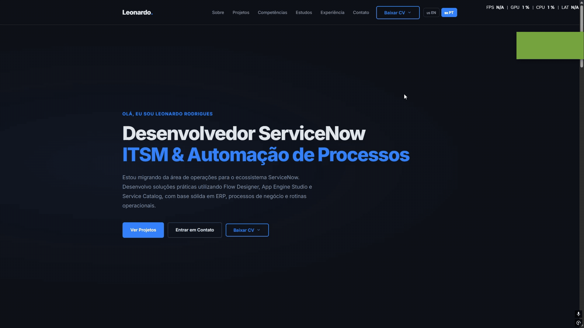 Demonstração do Portfólio ServiceNow