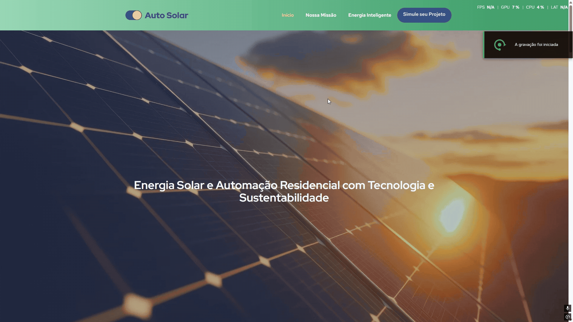 Demonstração do site Auto Solar